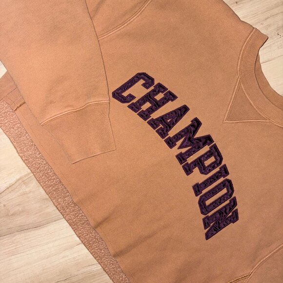 Dyed Tan and Plum Champion Crop SweatShirt - Picture 2 of 8
